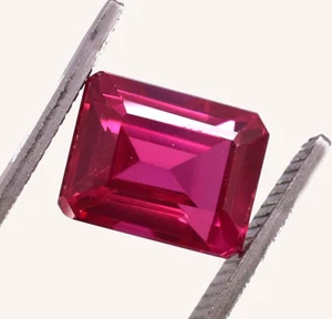 Rubí rosa impecable natural 11,90 quilates forma esmeralda limpia 12x10 mm piedra preciosa suelta - Imagen 1 de 8