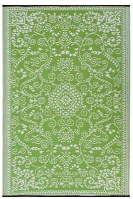 Recycled Plastic Outdoor Rug Traditional Waterproof Reversible Murano Lime Cream - image 1 of 4