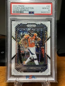 2022 Panini Prizm Courtland Sutton PSA 10 White Sparkle Prizm SSP #90 - Picture 1 of 2