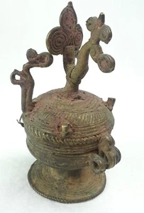 CAJA DE PAVO REAL DE BRONCE ANTIGUA INDIA ASIA MATRIMONIO CAJA DE PINTURA PINTURA TODAVÍA ESTÁ EN EL ARTÍCULO - Imagen 1 de 9