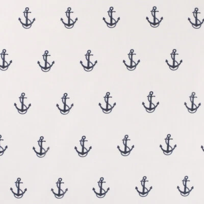 Gardinenstoff Leinenoptik Leinenstruktur Anker weiß dunkelblau 1,40m Breit - Bild 1 von 4