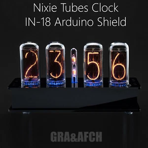 Nixie Tube Clock IN-18 Arduino Shield in Stylish Black Acrylic Case 12/24H Temp - Picture 1 of 10