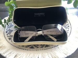 Coco Chanel Sunglasses CC Logos 4095-B Cream w/Rhinestone Temples