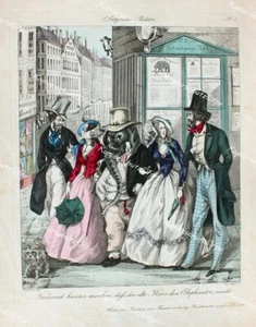 Wien Biedermeier Kostüm Mode Elefant Sprichwort Rüssel Pudel Zylinder Korsett - Bild 1 von 1