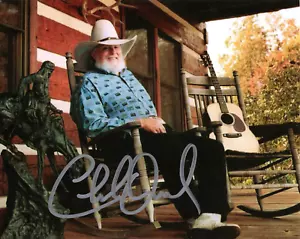 CHARLIE DANIELS HAND SIGNED 8x10 COLOR PHOTO+COA GREAT POSE ON HIS PORCH - Picture 1 of 1