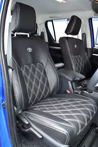 Toyota Hilux Diamond stitched Tailored Seat Covers 8th Gen 2015 - High Quality - Picture 1 of 4