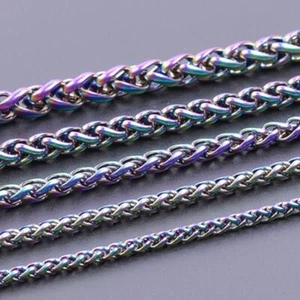 Eslabón de trigo trenzado de 3-7 mm para hombre cadena arco iris acero inoxidable collar regalo - Imagen 1 de 26
