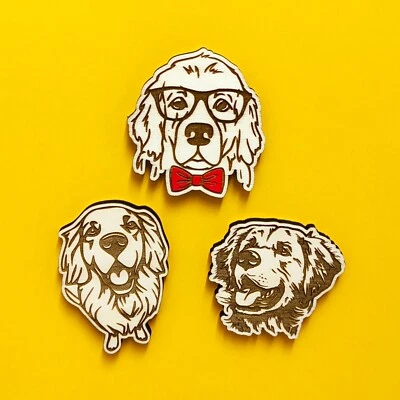 Imanes Golden Retriever de madera, linda decoración de raza de cachorro, regalo para amantes de las mascotas perros Foto 1 de 2