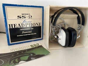 Vintage SANSUI Model SS+2 Stereo Headphones Made in Japan w box - Afbeelding 1 van 2