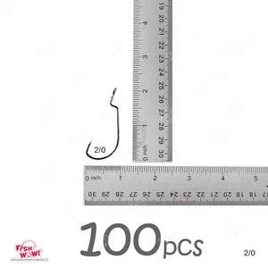 Fish WOW!® 100pcs 2/0 Fishing Offset Shank Worm Hooks Black Nickel Wide Gap Bass - Picture 1 of 6