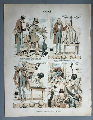 1890 JUDGE Political Satire "A Shanty-Town Presentation" Kildare Orangemen Comic - Image 1 of 2