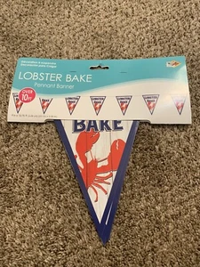 LOBSTER BAKE All Weather Pennant Banner Plastic 10 Ft Seafood Party Decorations - Picture 1 of 3