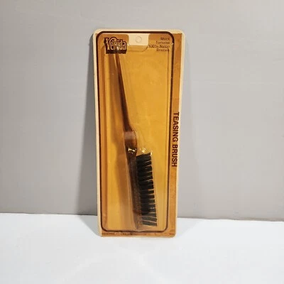Винтажная щетка для укладки волос крысиный хвост нейлоновая щетина имитация черепахи новые из старых запасов 80-е - Изображение 1 из 4