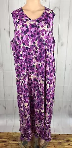 Vestito donna dentro viola stampa floreale smanicato midi maxi prendisole - Taglia 2X - Foto 1 di 4