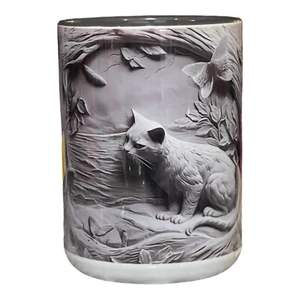 15oz Ceramic Coffee-Tea Mug/Cup 3D “Cat Lover” Flowers~Butterfly~Gift~Christmas - Picture 1 of 4