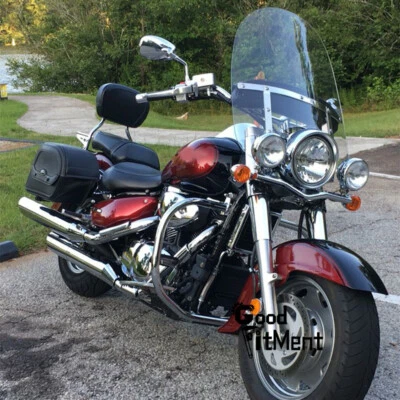 For Suzuki Boulevard Cruiser Large Windshield 18"x16" Clear 7/8'' 1'' Handlebar Foto 1 de 4