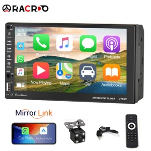 7" Double 2 Din Car Stereo Radio Andriod Auto Carplay Touch Screen BT + Camera - Picture 1 of 21