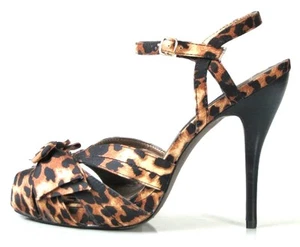 "STEVE MADDEN Luxe talla 8 Animal Estampado Satén ARCO Zapatos SEXY NUEVO EN CAJA ""Clara"" - Imagen 1 de 3