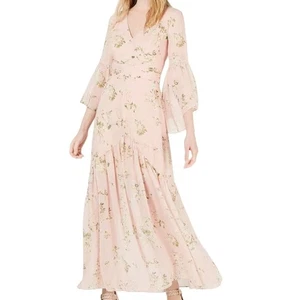 Maxi Vestido Avec Les Filles Nuevo sin Etiquetas Rosa Floral Boho Gasa Mangas Campana Talla 2 - Imagen 1 de 9