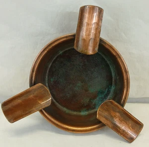 VINTAGE COPPER ASHTRAY CIGARETTE CIGAR  ROUND 4" - Picture 1 of 4