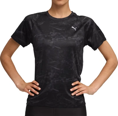 Camiseta para correr Puma Velocity negra manga corta cuello redondo para mujer Foto 1 de 4