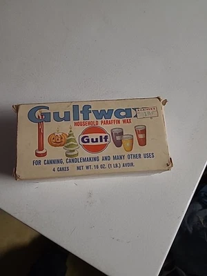 Vintage Gulf Wax paraffin wax 1 lb 4 block Gulf Oil Corp Gulf Refining - Image 1 of 4