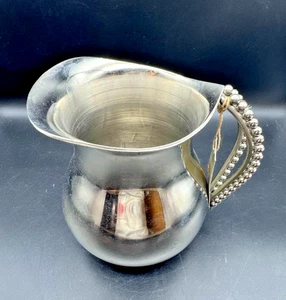 Brocca acqua nichelata manico grande perla nuova con etichetta 6 3/4" T - Foto 1 di 5
