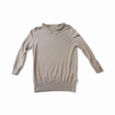 H&M Women’s Beaded Peter Pan Collar Silk Blend Light Holiday Sweater - Medium - Image 1 of 4