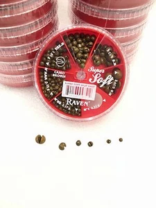 Raven Super Soft Camo Brown Lead Split Shot Dispenser Pack, 6 Sizes, One Pack - Picture 1 of 2