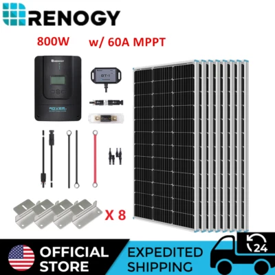 Renogy 800 Вт 12 В комплект солнечных батарей премиум-класса с контроллером заряда 60 А MPPT автономный дом - Изображение 1 из 4