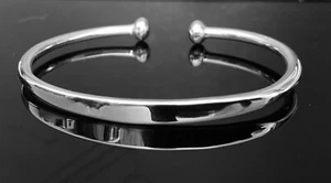 Solid 925 Sterling Silver Open Mens Torque Identity Bangle Bracelet UK RRP £70+ - Picture 1 of 8