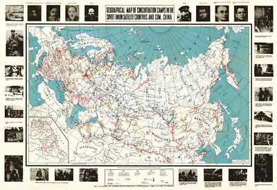 Mapa Geográfico de Campos de Concentración Segunda Guerra Mundial Historia Escolar 11"x16" Impresión  Foto 1 de 2