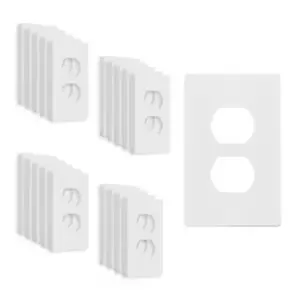 1-Gang White Duplex Outlet Plastic Screwless Wall Plate (20-Pack) - Picture 1 of 4