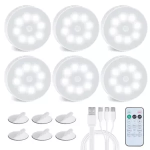 EverBrite 6PC Puck Light Closet Light Rechargeable Wireless Under Cabinet Lights - Picture 1 of 9