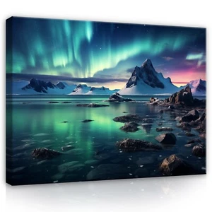 Leinwand Bilder Polarlicht Nacht Wohnzimmer groß Wandbilder Bild Leinwandbild - Bild 1 von 7