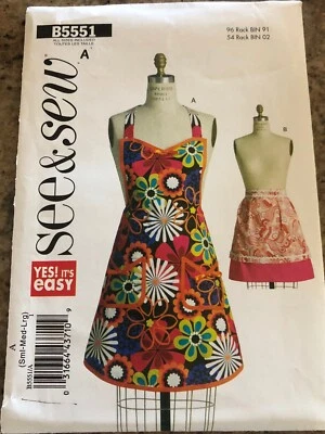 🌸 BUTTERICK #B5551 - LADIES EASY ( GREAT FOR BEGINNERS ) APRON PATTERN SM-LG FF - Image 1 of 2