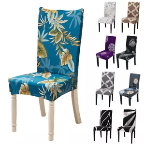 1Pcs Stretchy Dining Chair Covers Floral Printed Seat Slipcovers Home Decor - Imagen 1 de 25