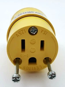 Leviton R51--515CV-YL Yellow 15 Amp 125V 3 Wire Female Connector 5-15R Cord Body - Picture 1 of 7