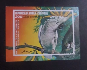 Equatorial Guinea 1972 Bird Parrot Cockatoo MS miniature CTO used - Imagen 1 de 1