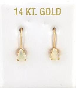 GENUINE 0.90 Cts OPAL DANGLING EARRINGS 14K GOLD - Free Certificate Appraisal - Picture 1 of 6