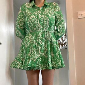 Zara green paisley mini dress size XXL