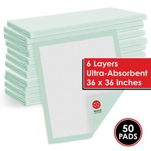 50 36x36 Large Pee Pads Adult Urinary Incontinence Disposable Bed Pee Underpads - Picture 1 of 5