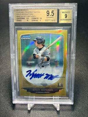 2013 Bowman Chrome Prospects Gold Refractor /50 Wyatt Mathisen BGS 9.5 Auto - Image 1 of 2
