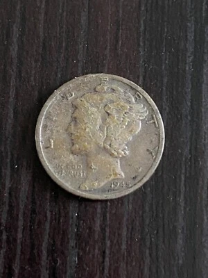 MERCURY DIME 1945-S COIN - F(Fine) with 90% Silver & 10% Copper Content - Image 1 of 2