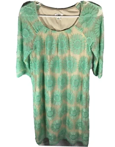 CATO WOMENS SIZE Small 3/4 Sleeve Dress Floral Green Ivory (S91) - Picture 1 of 6