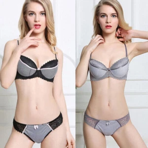 Women's Comfortable Push Up Embroidery Lace Bra and Panty Set Plus Size 34-44 - Picture 1 of 39