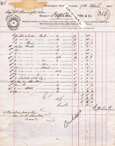 1880 WASHINGTON CHINA WORK MACINTYRE MOORCROFT BURSLEM POTTERIES POTTERY INVOICE - Picture 1 of 1