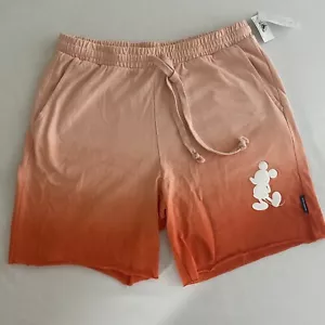 Disney Park Fleece Shorts Womens Small Coral Orange Ombre Mickey Mouse Lounge - Picture 1 of 7