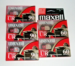5 Maxell Audio Cassettes Normal Bias UR 90 & 60 Minutes New - Picture 1 of 3