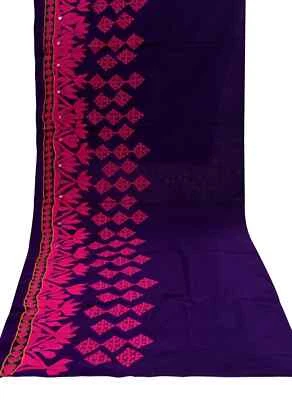 2.8 Yd Vintage Indian Craft Dressmaking Fabric Kutch Embroidered Cotton Fabric - Image 1 of 4